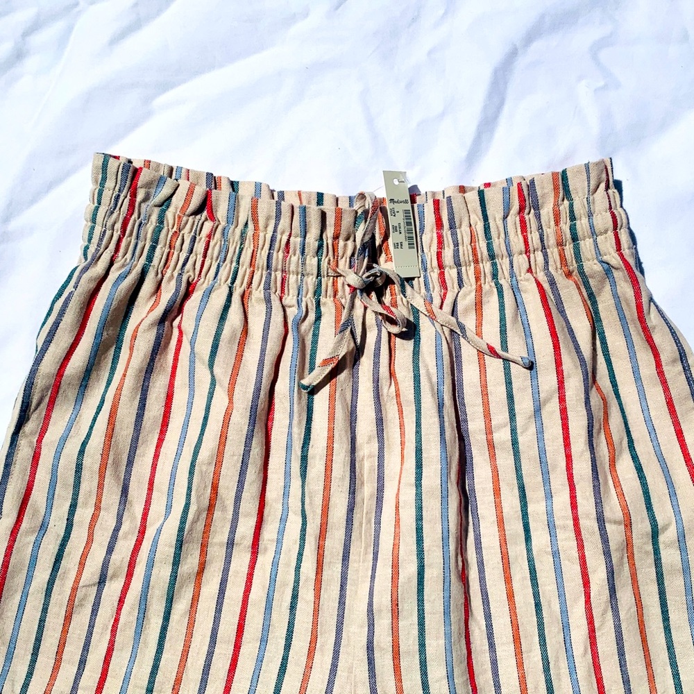 NWT Madewell Rainbow Stripe Shorts S Pull On Drawstring Cotton Linen - Picture 9 of 11